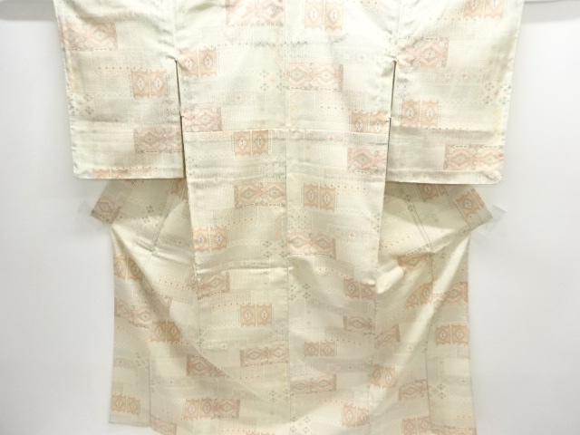 JAPANESE KIMONO / UNUSED GEOMETRIC DIAMOND PATTERN WOVEN HON-SHIOZEHIT